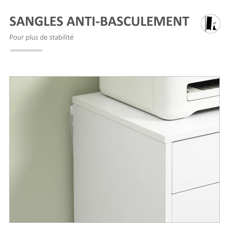 Vinsetto Caisson de bureau à roulette meuble rangement bureau avec 7 tiroirs organisateur pour documents, format A4 ou lettres