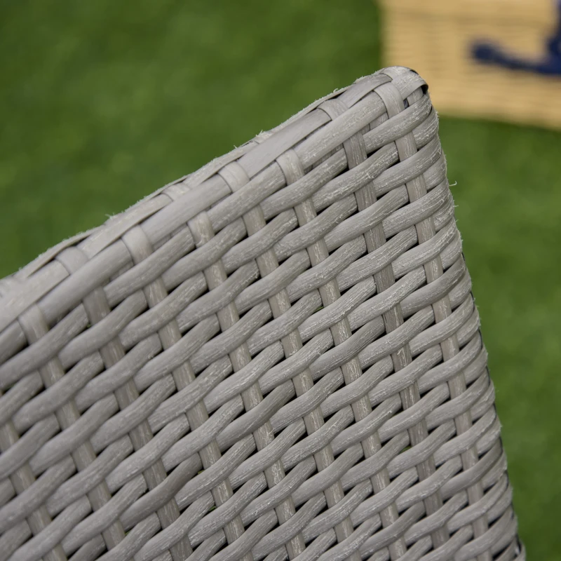 Outsunny Conjunto de Muebles para Jardín Juegos de Muebles de Ratán Incluye 1 Mesa y 2 Sillones con Cojines Estructura de Metal para Terraza Patio Gris