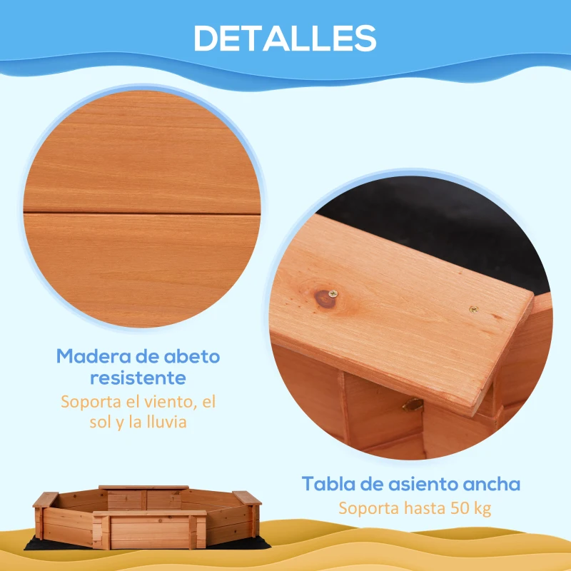 Outsunny Arenero de Madera para Niños de 3-8 Años con Cubierta de Poliéster para Patio Jardín 139,5x139,5x21,5 cm Rojo y Azul