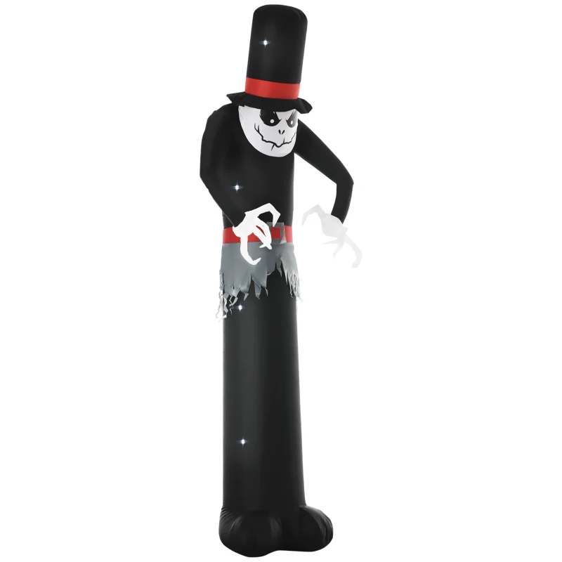 Outsunny Giant 10ft Halloween Inflatables Tall Ghost with Hat, Build-in LEDs Blow Up Scary Outdoor Decorations, for Party Yard Garden Lawn Decoration