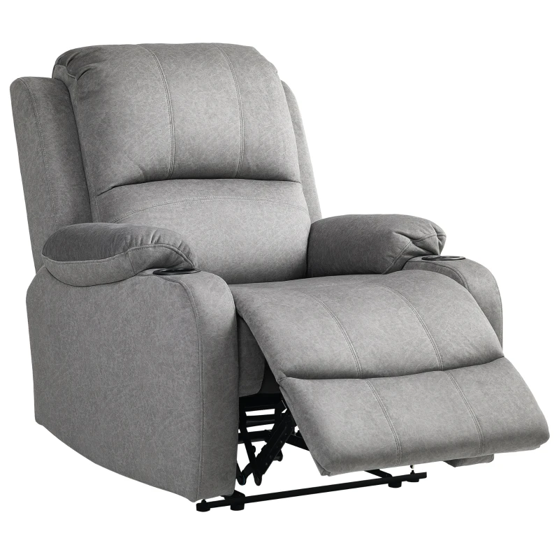HOMCOM Microfibre Manual Reclining Armchair, with Footrest - Grey