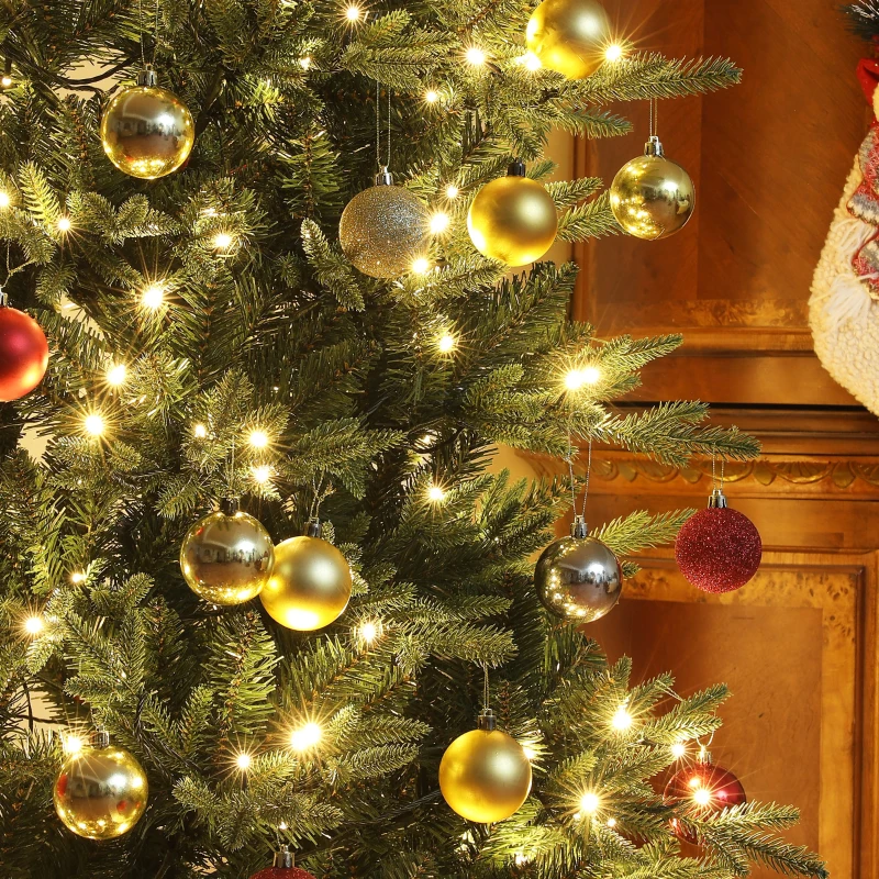 HOMCOM Árbol de Navidad Artificial 180 cm con 350 Luces LED 726 Ramas y Soporte de Acero Árbol Navideño para Interior Verde