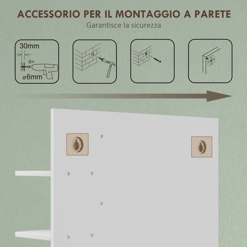 HOMCOM Specchiera Bagno Moderna da Parete a 4 Ripiani in Legno, 45x15x58.5cm, Bianco