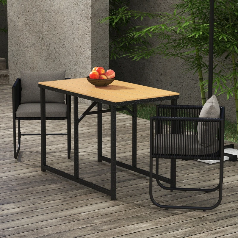 Outsunny Set da Giardino 3 Pezzi in Rattan con 2 Sedie 50x51.5x67 cm e Tavolo 110x60x75 cm in Legno Composito