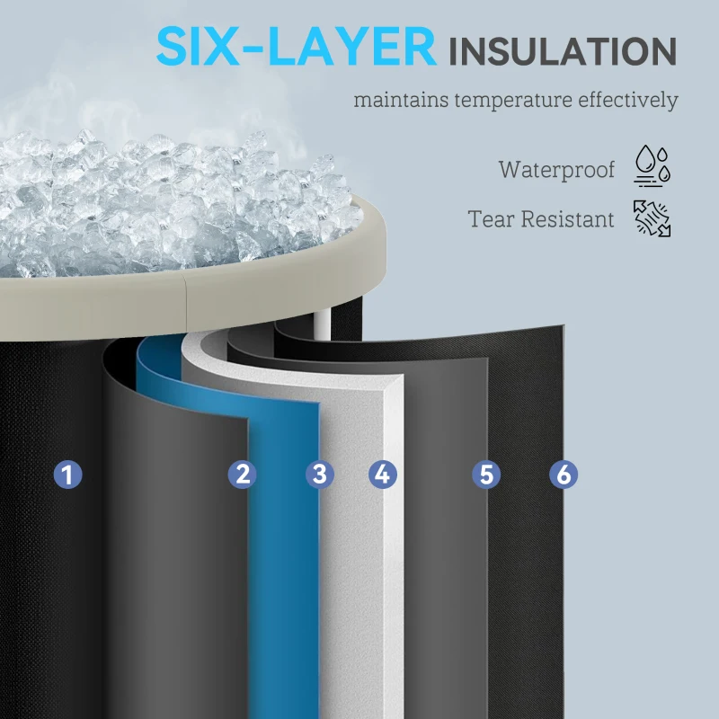 SPORTNOW 210L Outdoor Ice Bath Tub, with Lid, Cover, Carry Bag, Black