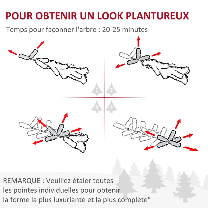 HOMCOM Sapin de Noël artificiel 228 cm 2056 branches + support pied vert