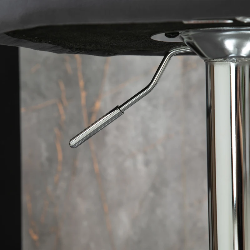 HOMCOM Lot de 2 tabourets de bar design contemporain avec repose-pieds hauteur réglable et pivotant - revêtement tissu effet velours - pied métal - gris