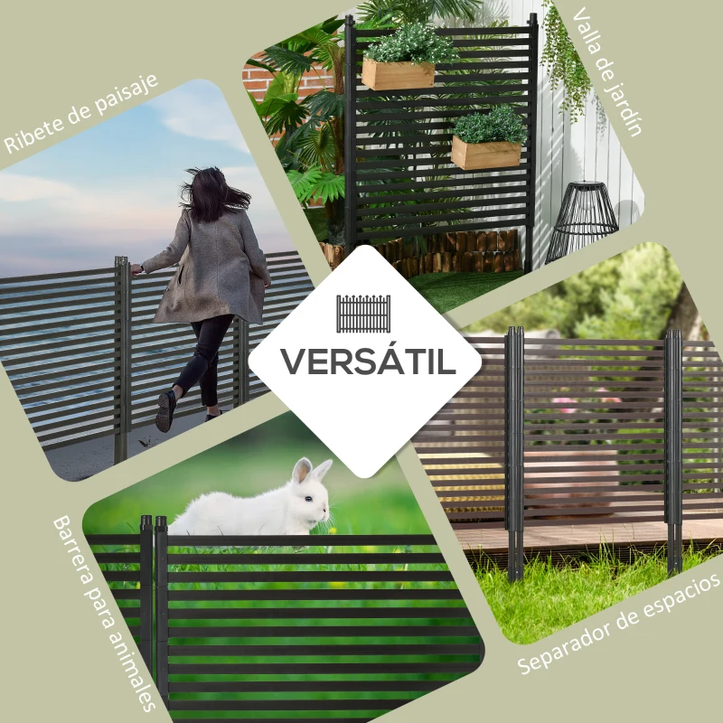 Outsunny Valla de Jardín de Acero con Revestimiento de PE 2 Modos de Instalación 93x22x120 cm Marrón