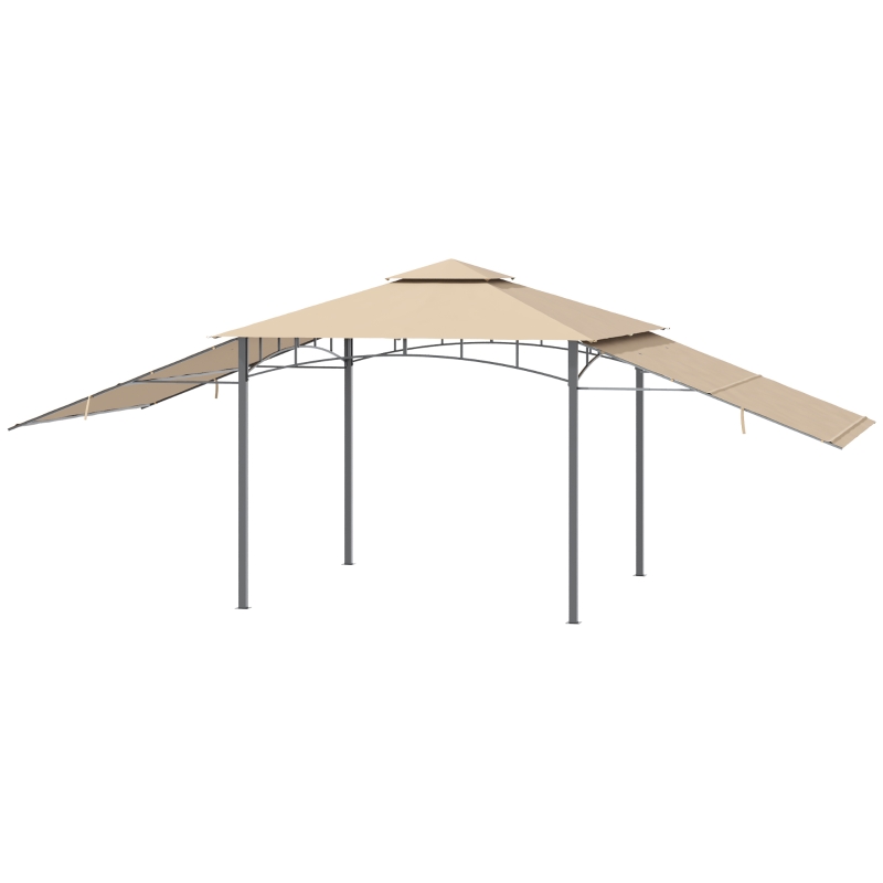 Outsunny Tonnelle pavillon de jardin 3x3m auvent pliable double toit pour ventilation auvents réglables structure en métal tissu polyester 3L x 3l x 2,7H m beige