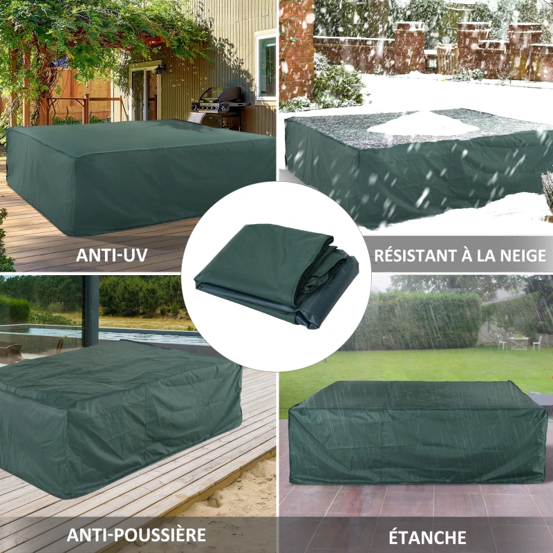 Outsunny Housse de Protection Salon de Jardin bâche étanche dim. 2,3L x 2,3l x 0,7H m Polyester PVC Haute densité Vert