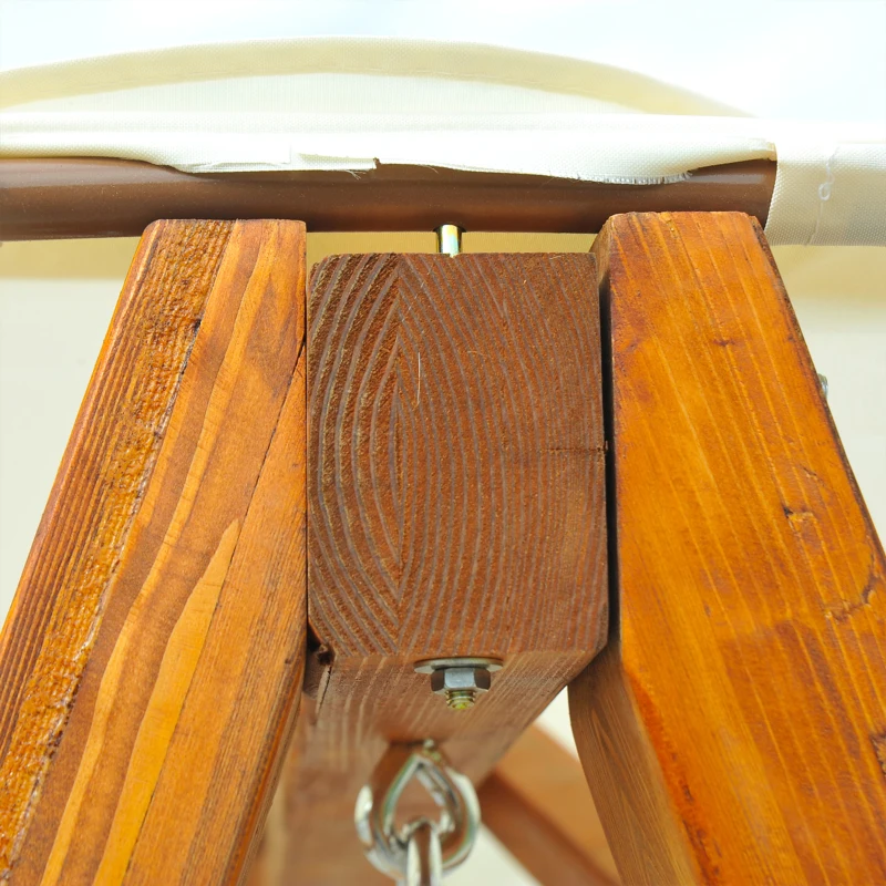 Outsunny Dondolo da Giardino Stile Classico Legno Massello di Pino Conforme alle Norme di FS Tettuccio Parasole in Tessuto di Poliestere con Rivestimento di PA 162x130x185cm 240kg