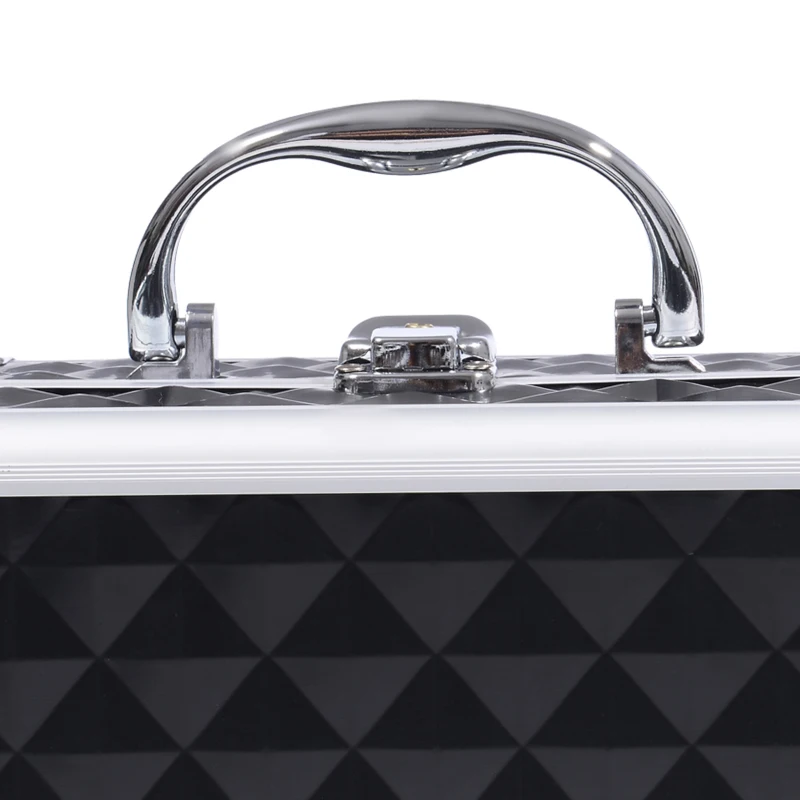 HOMCOM Mallette à maquillage rangement à 3 niveaux avec miroir verrouillage avec 2 clés dim. 20L x 15l x 15H cm noir