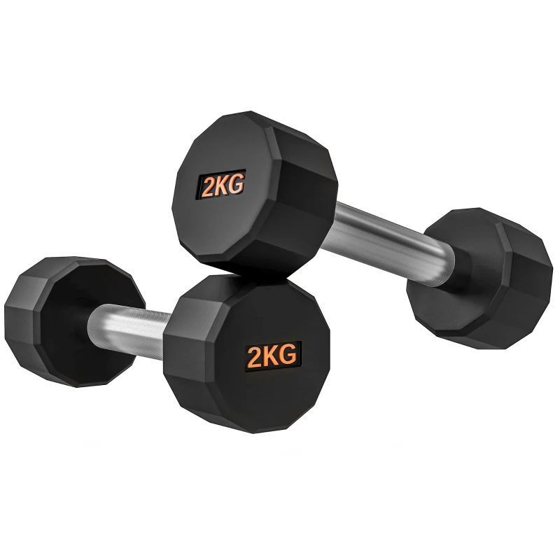 SPORTNOW Dumbbells Weights Set with 12-Sided Shape and Non-Slip Grip for Men Women Home Gym Workout, 2 x 2kg