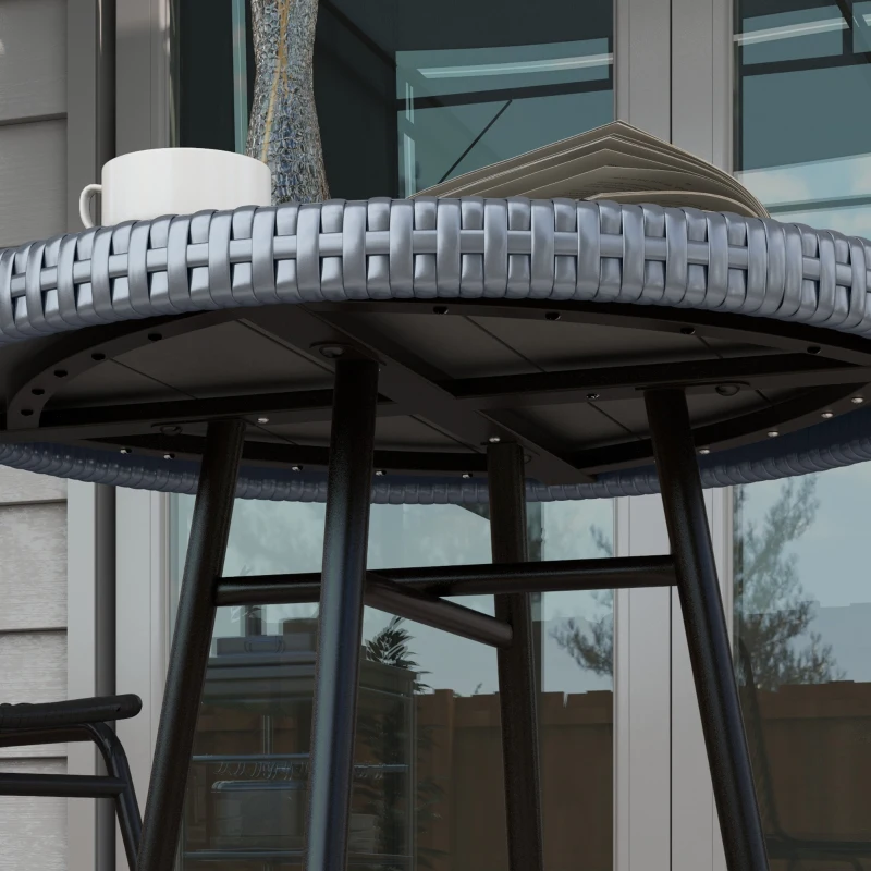Outsunny Rattan Border Outdoor Side Table - Grey