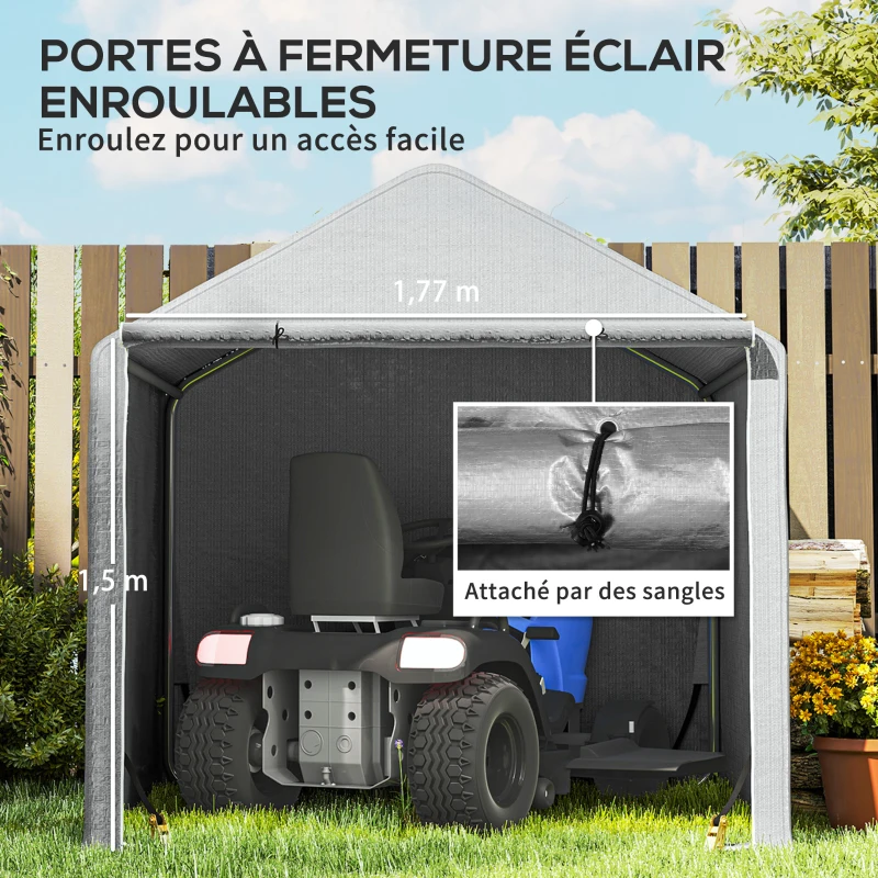 Outsunny Abri de jardin 2 x 2 x 2 m abri vélo extérieur avec cadre en acier galvanisé, imperméable et résistant aux UV - gris