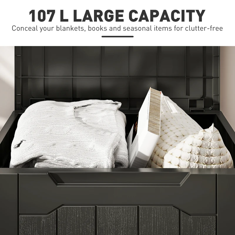 HOMCOM 107 L Plastic Storage Chest with Lid - Charcoal Grey