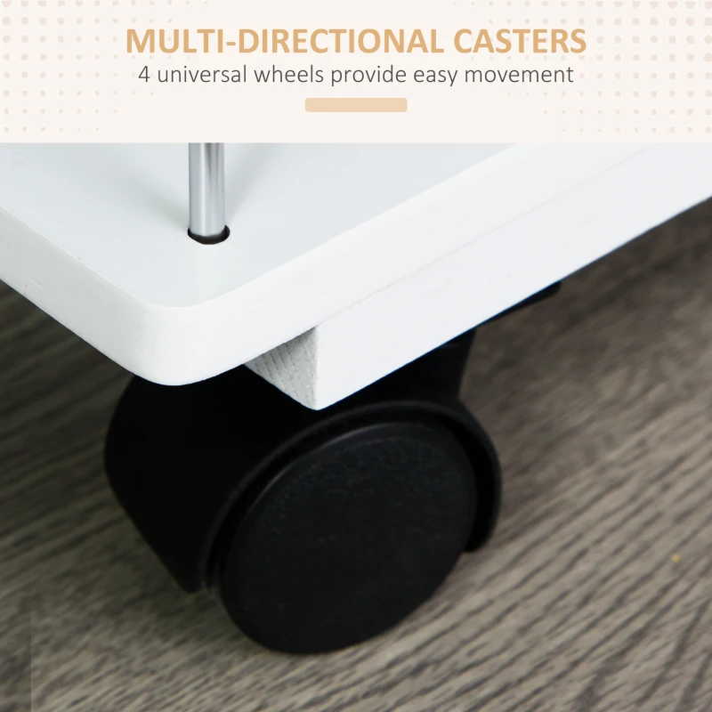 HOMCOM Rolling Kitchen Cart, Utility Storage Cart with 4 Basket Drawers & Side Racks, Wheels for Dining Room, Natural and White