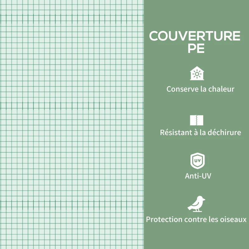 Outsunny Serre de jardin balcon étagère serre 4 niveaux 69L x 50l x 165H cm acier époxy bâche amovible PE haute densité vert