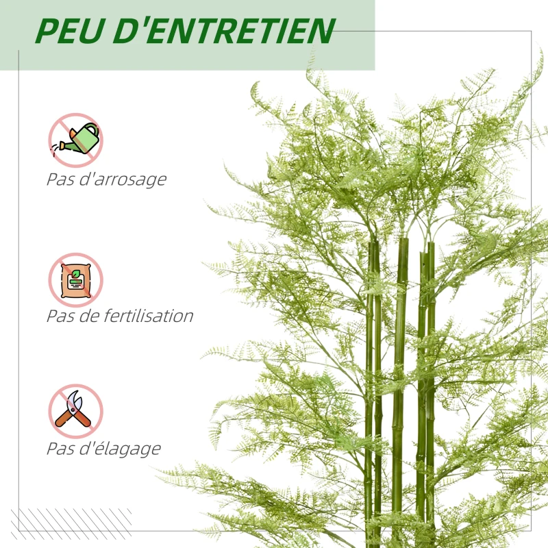 HOMCOM Plante artificielle hauteur 155 cm bambou artificiel avec 28 feuilles grand réalisme en plastique pot inclus