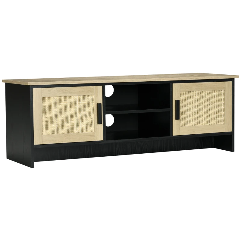 HOMCOM Mobile Porta TV fino a 60" con 2 Armadietti e Ripiani Aperti Stile Boho, 120x40x42 cm