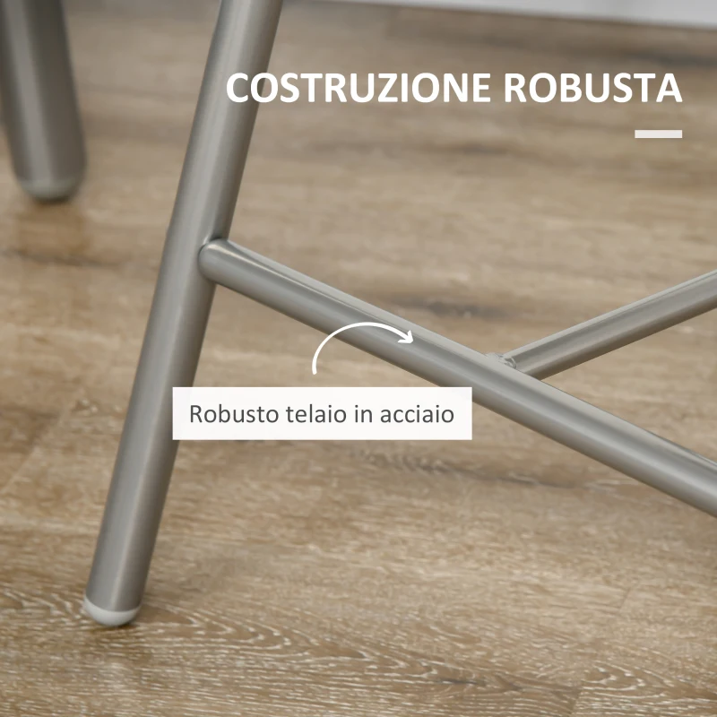 HOMCOM Set da Pranzo Salvaspazio da 3 Pezzi con Tavolo da Pranzo Ovale con Ripiano e 2 Sedie in MDF e Acciaio
