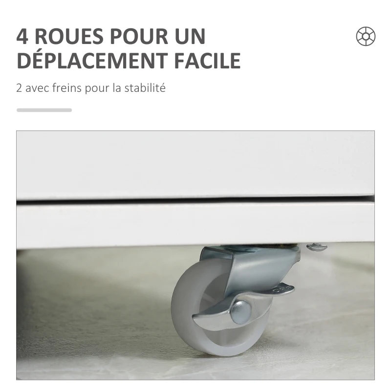 Vinsetto Caisson de bureau à roulette meuble rangement bureau avec 7 tiroirs organisateur pour documents, format A4 ou lettres