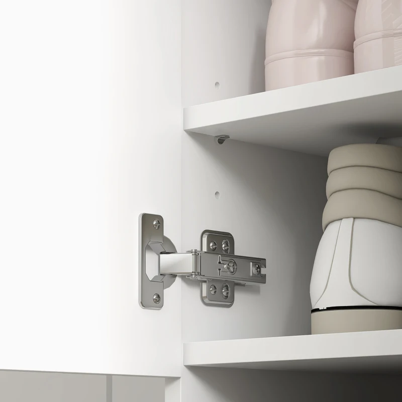 HOMCOM Modern Shoe Cabinet with 2 Doors, Open Shelf and Adjustable Shelves, 15 Pair Hallway Shoe Cupboard, Entryway Storage Unit, White