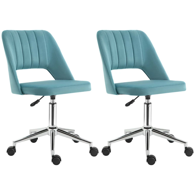 Vinsetto Lot de 2 chaises de bureau design contemporain pivotante 360° ergonomique dossier strié aéré hauteur réglable