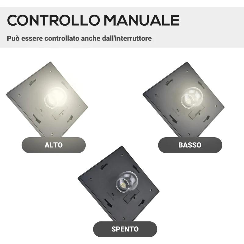 Outsunny Lampada da Giardino Solare 3 LED Lampada da Terra Esterno Classico IP44, 51.5x47x182.5cm
