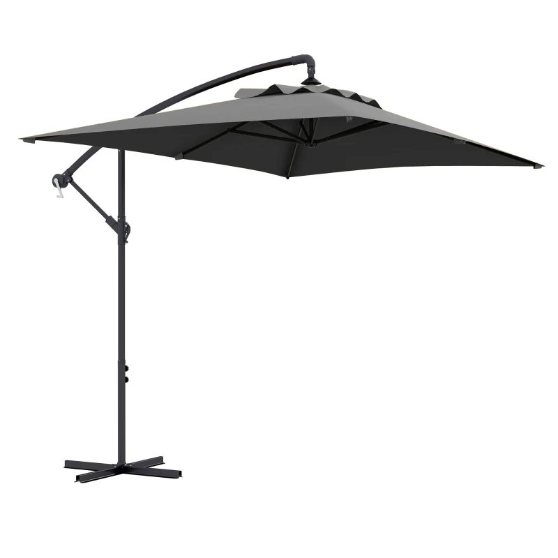 Outsunny Parasol déporté parasol rectangulaire extérieur manivelle et 6 baleines acier protection UV dim. 294L x 193l x 250H cm