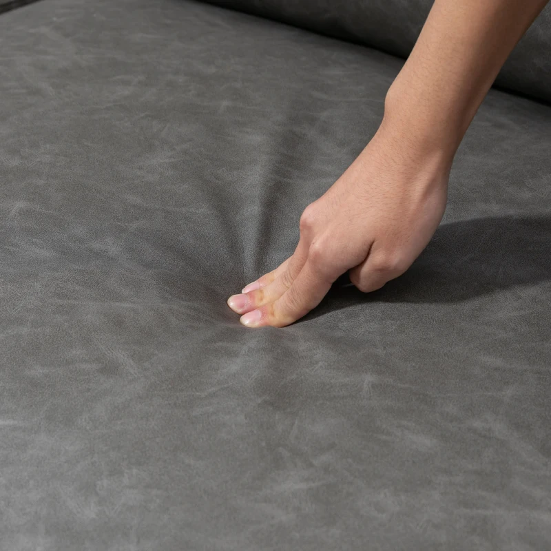 HOMCOM Divano 3 Posti Reclinabile e Imbottito con Braccioli Regolabili, in PU, Legno e Metallo, 200x88x86 cm, Grigio