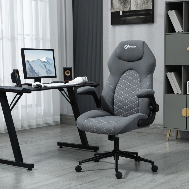 Vinsetto Sedia da Ufficio Ergonomica e Reclinabile ad Altezza Regolabile, 65.5x69.5x112-122 cm, Grigio Scuro