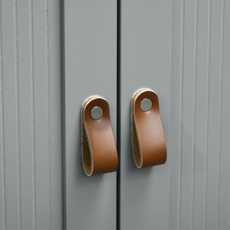 kleankin Meuble bas de salle de bain multi-rangements grande niche placard double porte gris et naturel