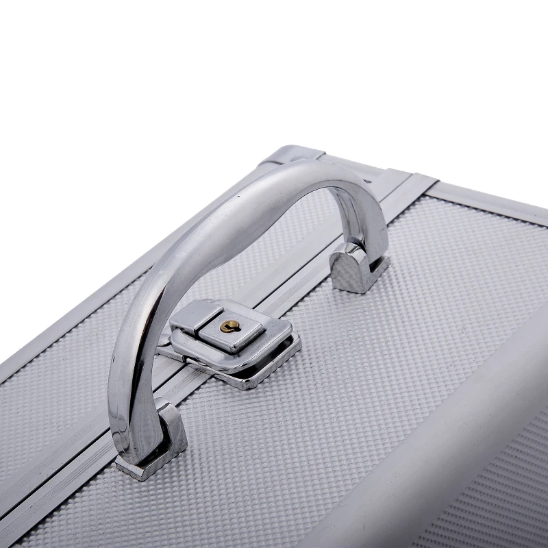 HOMCOM Maletín Maquillaje Profesional Estuche de Cosmético Portátil con Bandejas de 3 Niveles y Espejo 2 Llaves para Joyero Manicura Viaje 20x15x15 cm Plateado