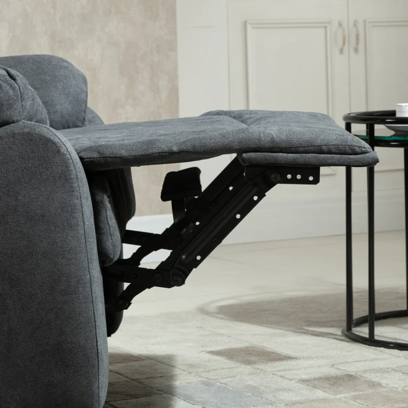 HOMCOM Poltrona Relax Manuale Ergonomica in Tessuto, Poltrona Reclinabile a 150° e Poggiapiedi per Casa e Ufficio, 93x88x102cm, Grigio Scuro