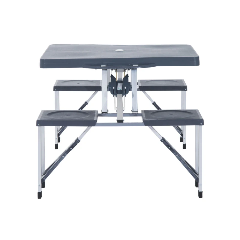 Outsunny Table de Camping Pique Nique Pliante Portable 4 Personnes Aluminium Plastique Gris foncé