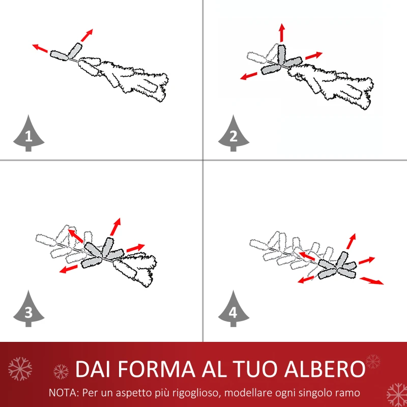 HOMCOM Piccolo Albero di Natale 60cm con 15 Luci a LED e Decorazioni