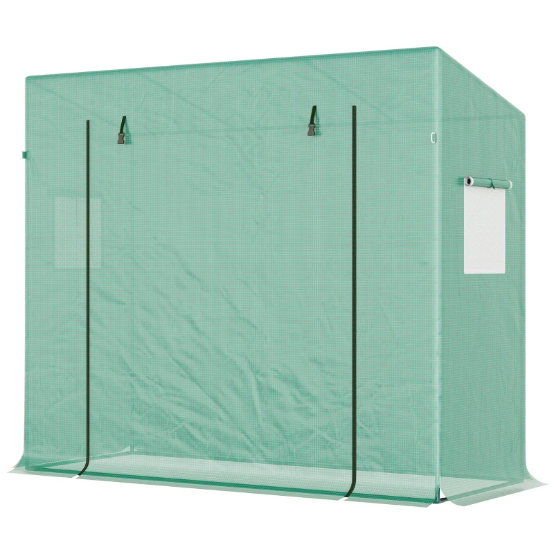 Outsunny Serre de Jardin 200L x 73l x 168H cm Acier PE Haute densité 140 g/m² Anti-UV avec Porte zippée déroulante et fenêtres Vert