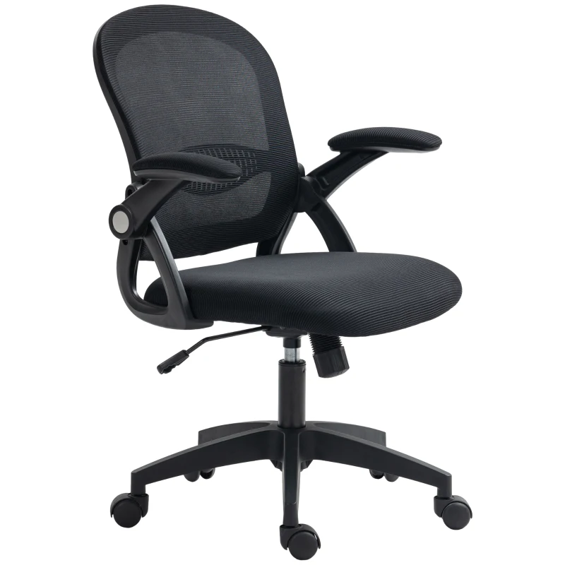 Vinsetto Sedia da Ufficio Ergonomica con Schienale a Rete e Altezza Regolabile, 65.5x61.5x88-97.5cm, Nero
