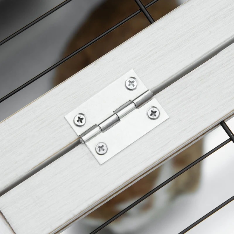 PawHut Clapier sur pieds cage à lapin avec niche intérieure plateau excrément coulissant porte supérieure 92L x 51l x 76H cm gris blanc