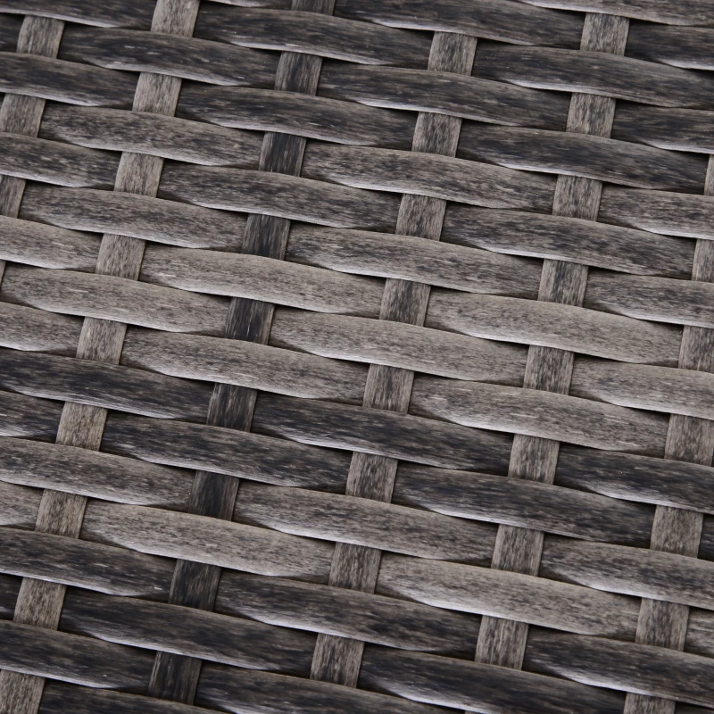 Outsunny 3PC Rattan Garden Furniture Storage Sofa Set 4 Seater Wicker Coffee Table Conservatory Sun Lounger Reclining Set Outdoor Weave with Cushion Grey