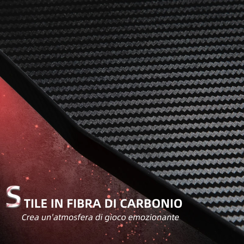 HOMCOM Scrivania PC Postazione Gaming con Gancio per Cuffie e Porta Tazza, Metallo e Legno, 122x66x96cm, Nero e Rosso