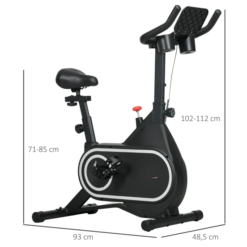 SPORTNOW Bicicleta Estática con Asiento y Manillar Ajustables Pantalla LCD Volante Inercia 4 kg y Soporte para Botella Negro