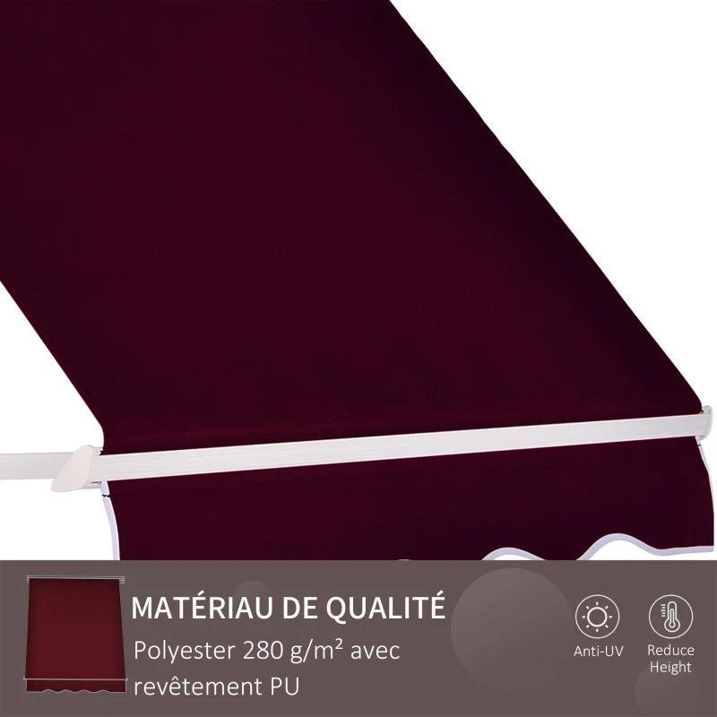 Outsunny Store banne Manuel Inclinaison réglable Aluminium Polyester imperméabilisé 70L x 180l cm Aubergine