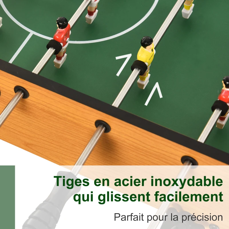 HOMCOM Baby-foot table de Babyfoot pliable dim. 98L x 42l x 62H cm 2 balles fournies MDF imitation bois et noir