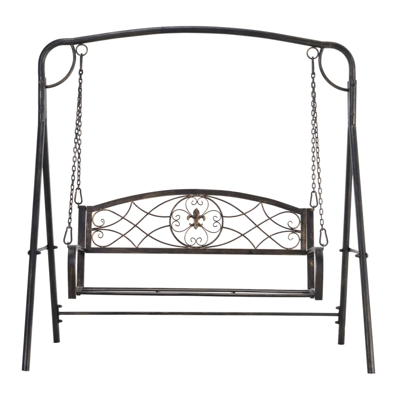 Outsunny 2 Seater Metal Swing Bench, Garden Swing Chair, Weather Resistant, for Patio, Yard