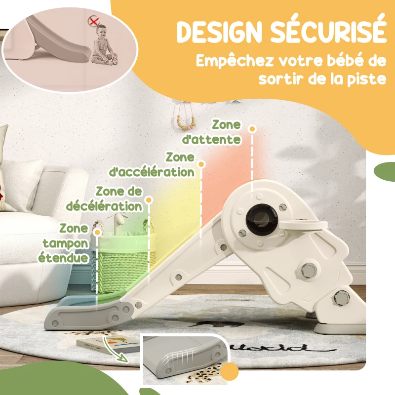 AIYAPLAY 3 en 1 Toboggan pour enfants avec panier de basket et escalade, toboggan intérieur pour enfants pliable, de 2 à 5 ans