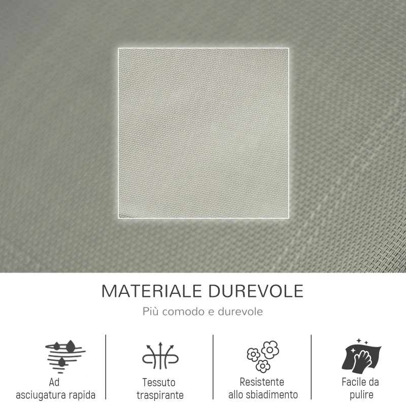 Outsunny Poltrona a Dondolo da Giardino con Poggiatesta e Tasca Laterale, 150x62x88 cm, Nero e Grigio