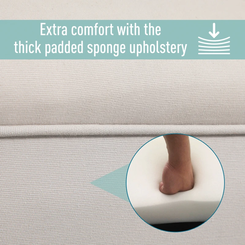 HOMCOM Small Bench, Upholstered Window Seat with Arms and Wooden Legs, Modern Shoe Bench for Entryway, Living Room, Bedroom, Greyish White