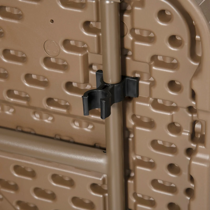 Outsunny 6 Seater Garden Dining Set, Rattan-Style HDPE Garden Furniture Set, Outdoor Dining Table and Chairs with 6 Armchairs and Rectangular Plastic Top Table for Patio, Balcony, Dark Brown